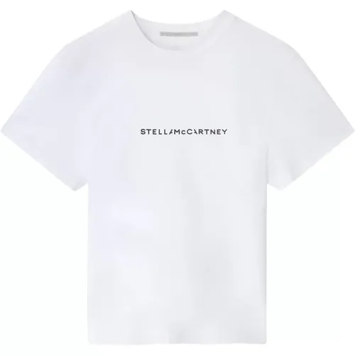 Weiße T-Shirts und Polos mit schwarzer Aufschrift , Damen, Größe: 2XS - Stella Mccartney - Modalova