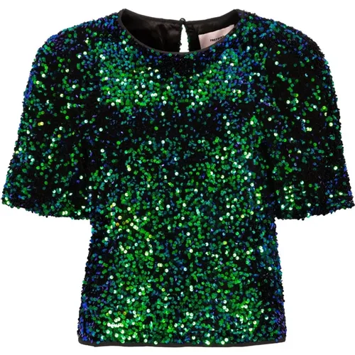 Glitzerndes Pailletten Top , Damen, Größe: XL - Freebird - Modalova