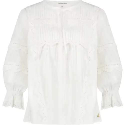Weiße Bluse mit bestickten Details , Damen, Größe: S - Fabienne Chapot - Modalova
