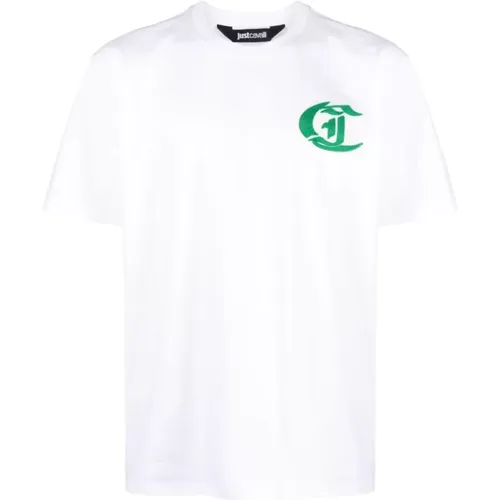 Weißes Grafik T-Shirt und Polo , Herren, Größe: M - Just Cavalli - Modalova