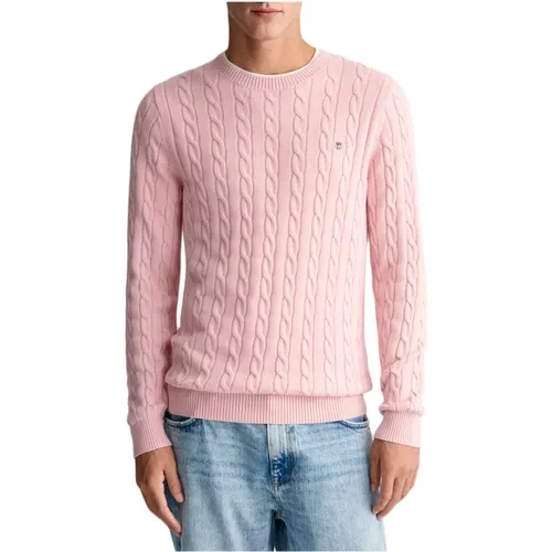 Cotton Cable C-Neck Sweater , male, Sizes: XL, L, M, S - Gant - Modalova