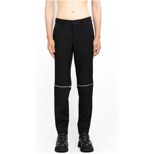 Schwarze Slim Fit Hose mit Abnehmbaren Reißverschlussbeinpaneelen , Herren, Größe: M - Comme des Garçons - Modalova