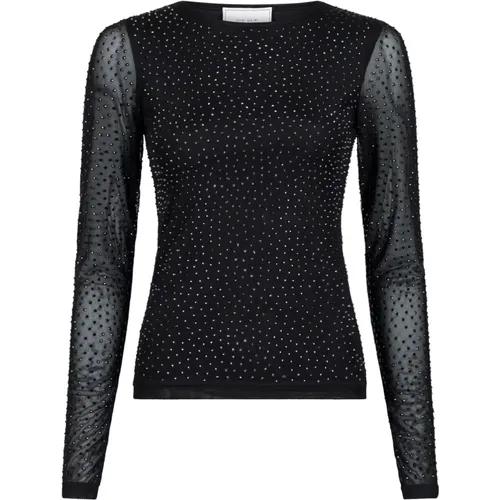 Stilvolle Basira Stone Mesh Bluse - NEO NOIR - Modalova