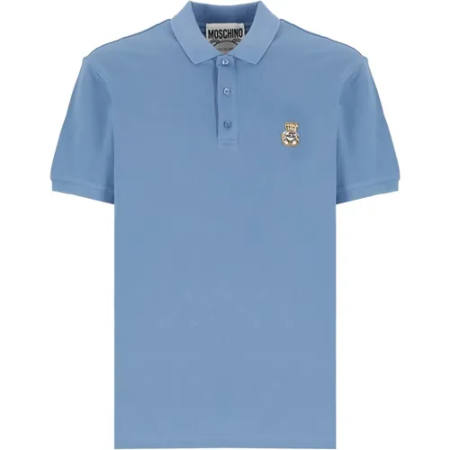 Blaues Polo-Shirt mit Teddybär-Logo , Herren, Größe: XL - Moschino - Modalova