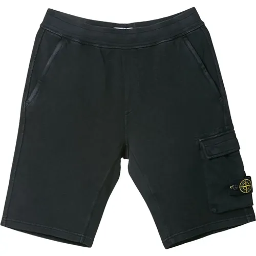 Schwarze Kinder-Bermuda-Shorts mit elastischem Bund - Stone Island - Modalova