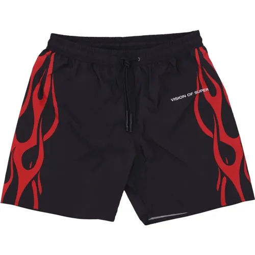 Flame Swim Shorts /Red , unisex, Sizes: M, L, S, XL - Vision OF Super - Modalova