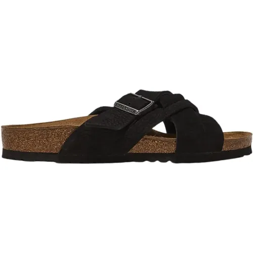 Cross Strap Suede Slides , male, Sizes: 8 UK - Birkenstock - Modalova