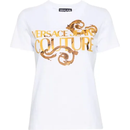 Stilvolles weißes T-Shirt und Polo , Damen, Größe: S - Versace Jeans Couture - Modalova