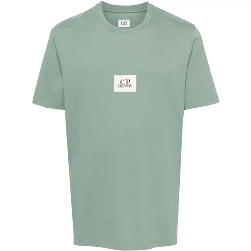 Grünes Baumwoll-T-Shirt mit Logo - C.P. Company - Modalova