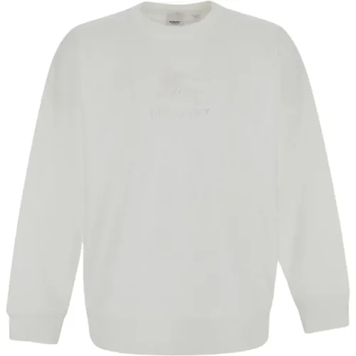 Weiße Baumwoll-Sweatshirt mit langen Ärmeln - Burberry - Modalova