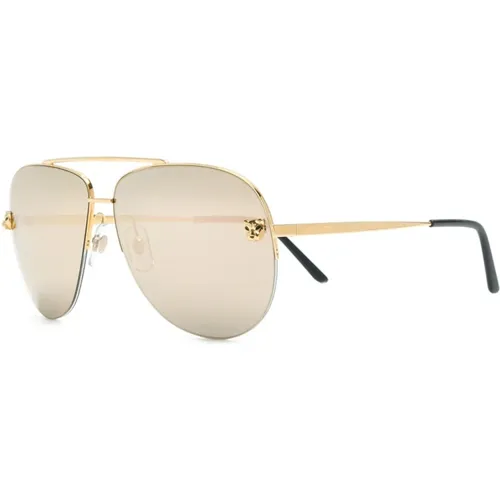 Gold Sunglasses for Everyday Use , female, Sizes: 60 MM - Cartier - Modalova