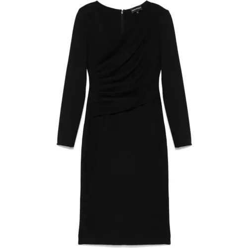 Jersey Dress with Asymmetric Neck , female, Sizes: L, S, M - Emporio Armani - Modalova