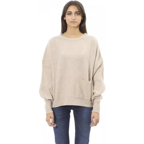 Cashmere Blend Sweater with Round Neckline , female, Sizes: M, L - Baldinini - Modalova