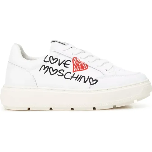 Graffiti Logo Leather Sneakers , female, Sizes: 6 UK, 3 UK, 5 UK, 4 UK, 7 UK - Love Moschino - Modalova