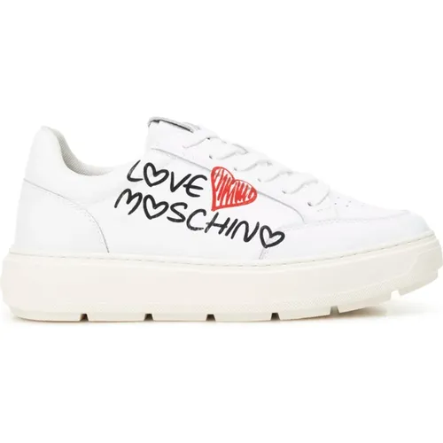 Graffiti Logo Leather Sneakers , female, Sizes: 6 UK, 3 UK, 8 UK, 5 UK, 4 UK, 7 UK - Love Moschino - Modalova