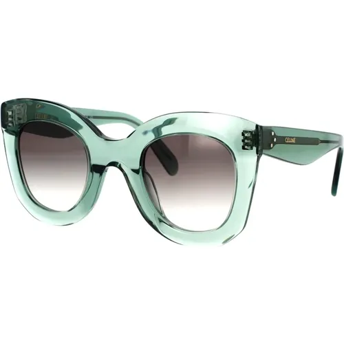 Geometrische Sonnenbrille mit grünem Acetatrahmen und grauen Verlaufsgläsern - Celine - Modalova