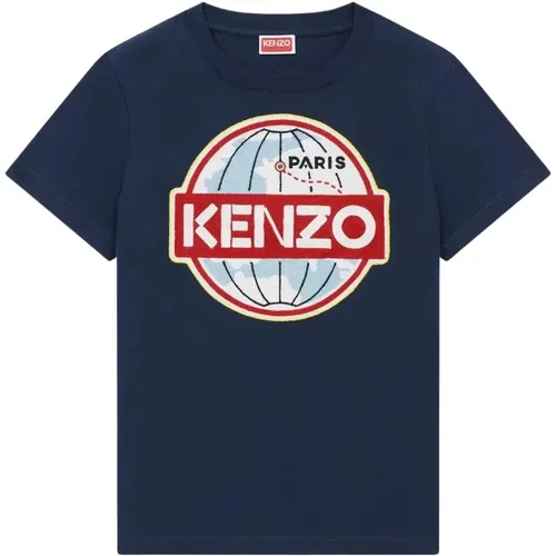 Dunkelblaues Grafik T-Shirt , Damen, Größe: M - Kenzo - Modalova