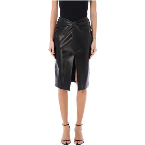 Leather Knot Midi Skirt , female, Sizes: M, S - Saint Laurent - Modalova
