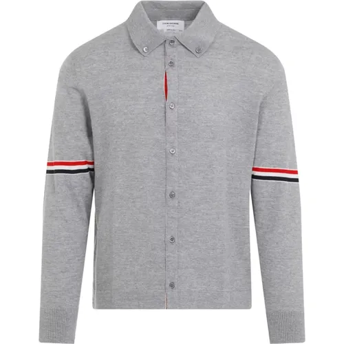 Grey Mélange Button-Down Shirt , male, Sizes: L, 2XL, M - Thom Browne - Modalova