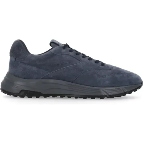 Blaue Wildleder Sneakers Runde Spitze , Herren, Größe: 41 1/2 EU - Hogan - Modalova