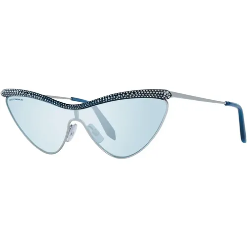 Stylische Cat Eye Sonnenbrille Blaue Gläser - Swarovski - Modalova