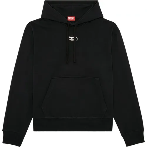 Oversized hoodie with metallic logo , male, Sizes: L, M - Diesel - Modalova