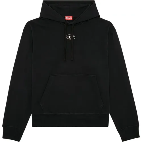 Oversized hoodie with metallic logo , male, Sizes: L, S, XL, M, XS - Diesel - Modalova