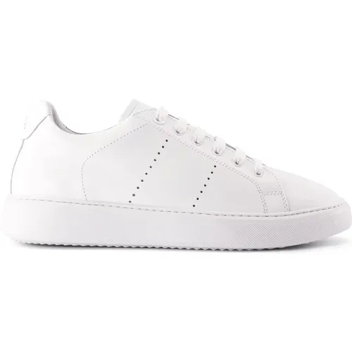 Handgefertigte Weiße Monochrome Sneakers , Herren, Größe: 46 EU - National Standard - Modalova