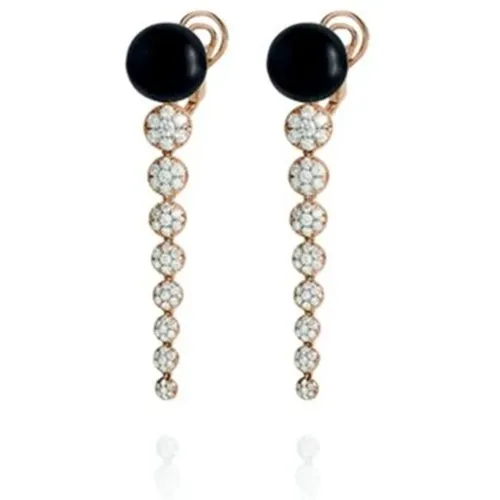 Rose Gold Earrings with Onyx and Diamonds , female, Sizes: ONE SIZE - Chantecler - Modalova