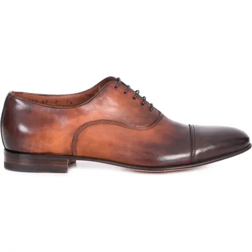 Business Shoes, Bronze Leather, Decorative Stitching, Style ID: Mcke15570La1N-6 , male, Sizes: 10 UK - Santoni - Modalova