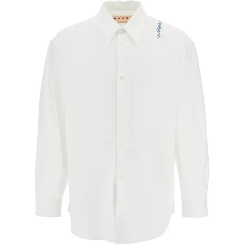 Embroidered Oxford Shirt with Classic Design , male, Sizes: M, L - Marni - Modalova