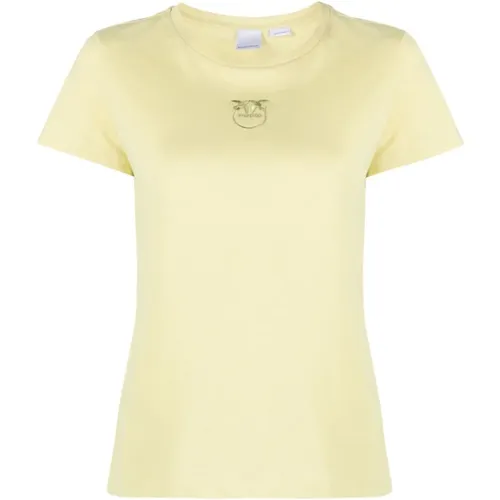 Gelbe Love Birds T-Shirts und Polos , Damen, Größe: L - pinko - Modalova