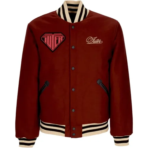 Burgundy Varsity College Jacket , Herren, Größe: L - IUTER - Modalova