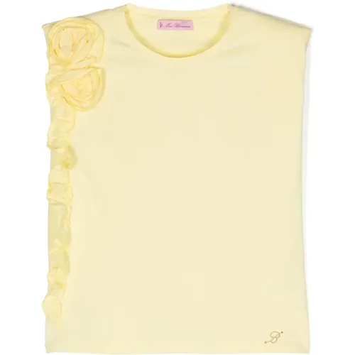 Gelbes Blumenärmelloses T-Shirt - Blumarine - Modalova
