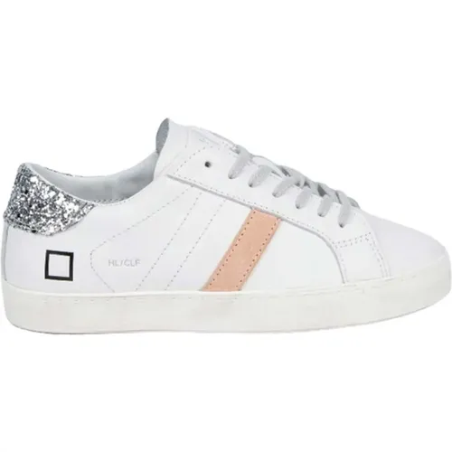Weiße Silber Pailletten Low Top Sneakers , Damen, Größe: 38 EU - D.a.t.e. - Modalova