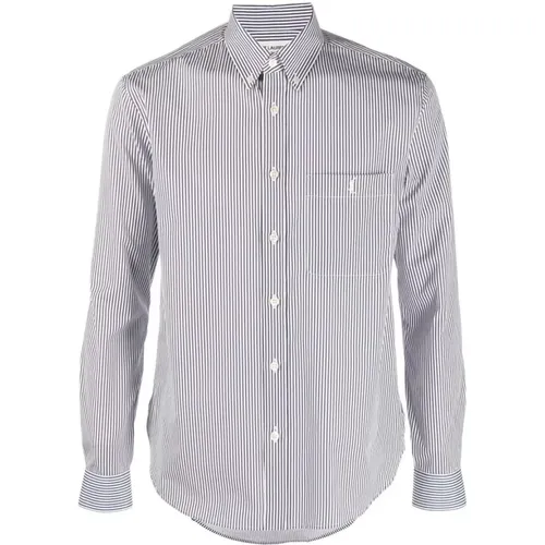 Cotton Shirt with YSL Embroidery , male, Sizes: M - Saint Laurent - Modalova
