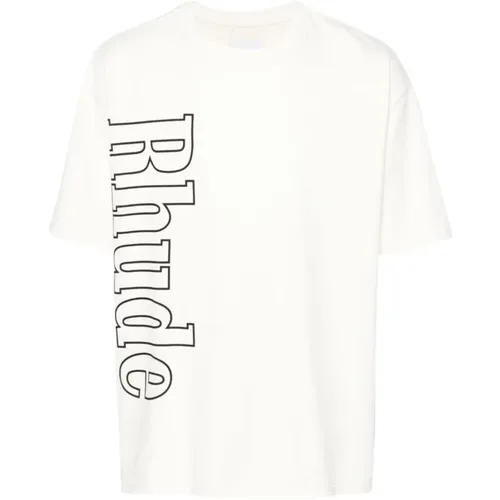 Weißes Logo-Print Baumwoll-T-Shirt , Herren, Größe: XL - Rhude - Modalova