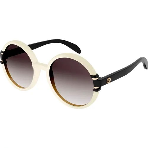 White Black/Brown Grey Shaded Sunglasses , female, Sizes: 58 MM - Gucci - Modalova