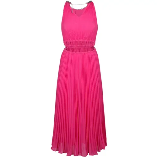 Fuchsia Pliss Midi Dress , female, Sizes: M, S - Michael Kors - Modalova