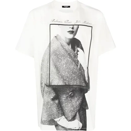 Jolie madame printed t-shirt , male, Sizes: L - Balmain - Modalova