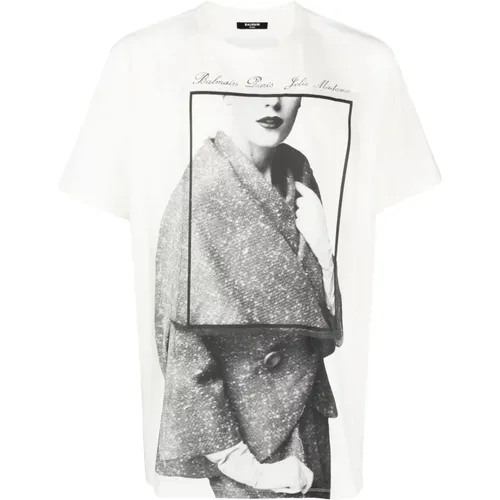Jolie madame printed t-shirt , male, Sizes: L, M, XL - Balmain - Modalova