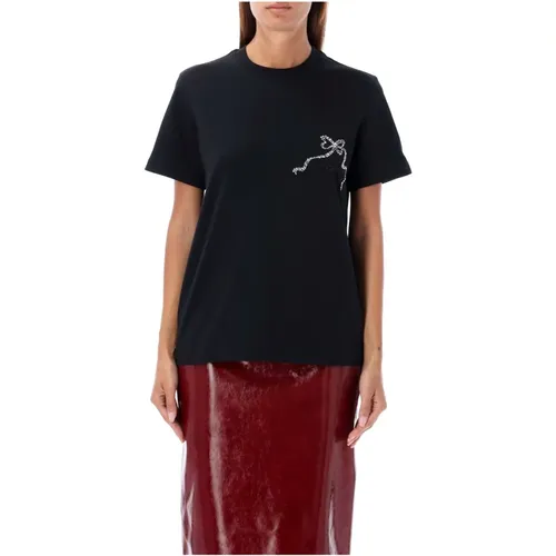 Kristallband Schwarzes T-Shirt MSGM - MSGM - Modalova