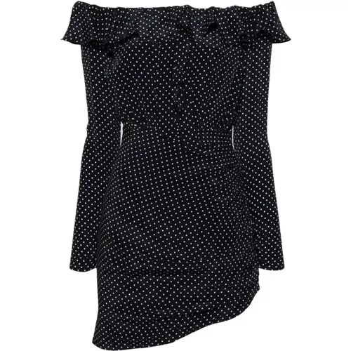 Polka Dot Off-the-Shoulder Silk Dress , female, Sizes: S - Alessandra Rich - Modalova