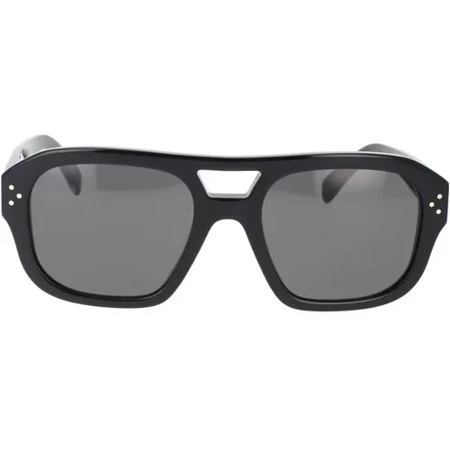 Chic Pilot Sunglasses with Transparent Green Frame and Grey Lenses , unisex, Sizes: 55 MM - Celine - Modalova