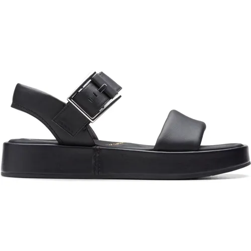 Schwarze Riemen Flache Sandalen Damen , Damen, Größe: 39 EU - Clarks - Modalova