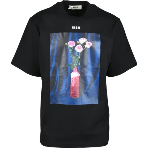 Baumwoll-T-Shirt mit einzigartigem Design , Herren, Größe: XS - MSGM - Modalova