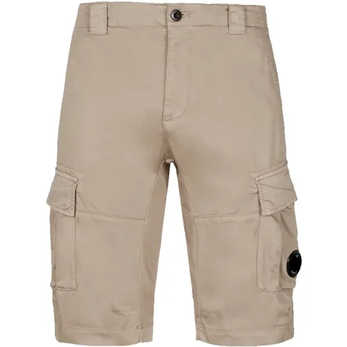 Stretch Sateen Cargo Shorts - Cobblestone , male, Sizes: L - C.P. Company - Modalova