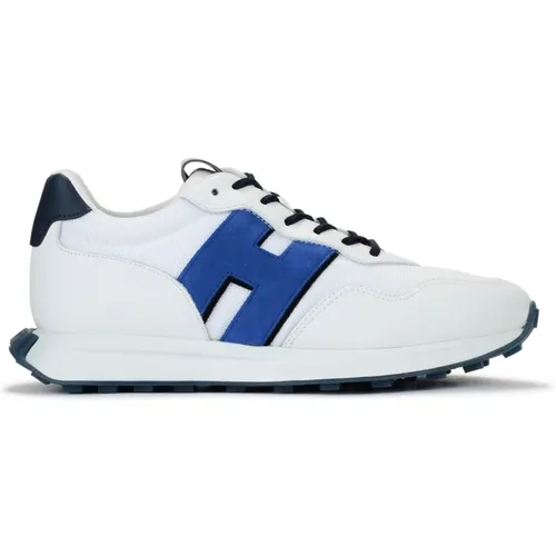 And Blue Leather and Technical Fabric Sneaker H601 , male, Sizes: 10 UK - Hogan - Modalova