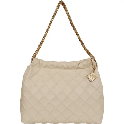 Cream Soft Drawstring Hobo Bag , female, Sizes: ONE SIZE - TORY BURCH - Modalova