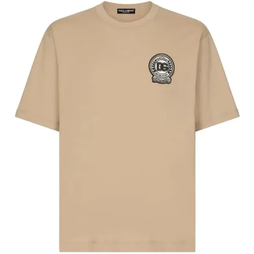 Crest Logo T-Shirt , male, Sizes: L, S - Dolce & Gabbana - Modalova
